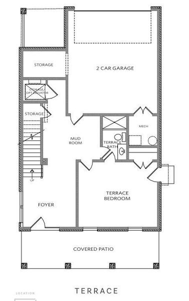 2D floor plan layout of this home in Waterside Single Family, Peachtree Corners, GA (Image 5).