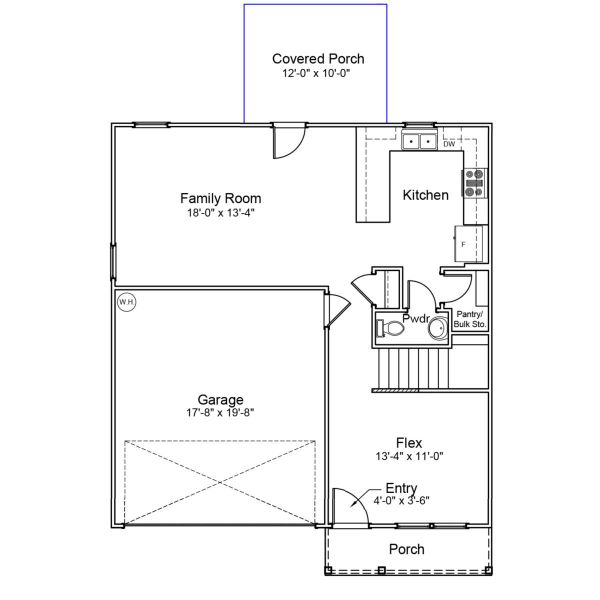 2D floor plan layout of this home in Citadel Point at Southbridge, Sneads Ferry, NC (Image 3).