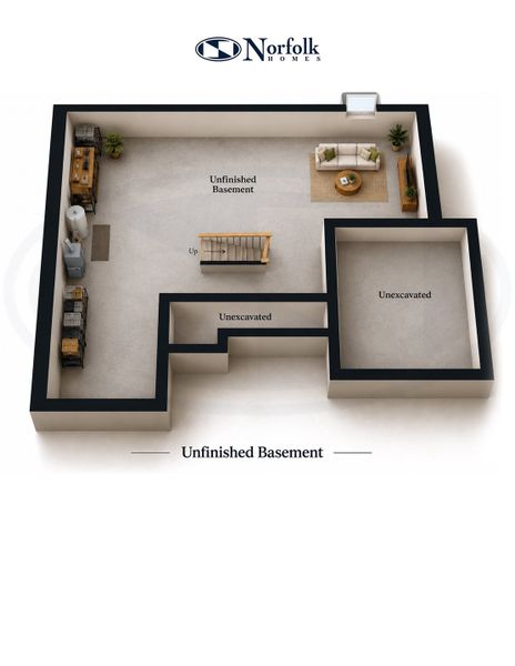 2D floor plan layout for the The Boulder Side Entry by Norfolk Homes in The Grande Estates, Jackson, MI (Image 4).