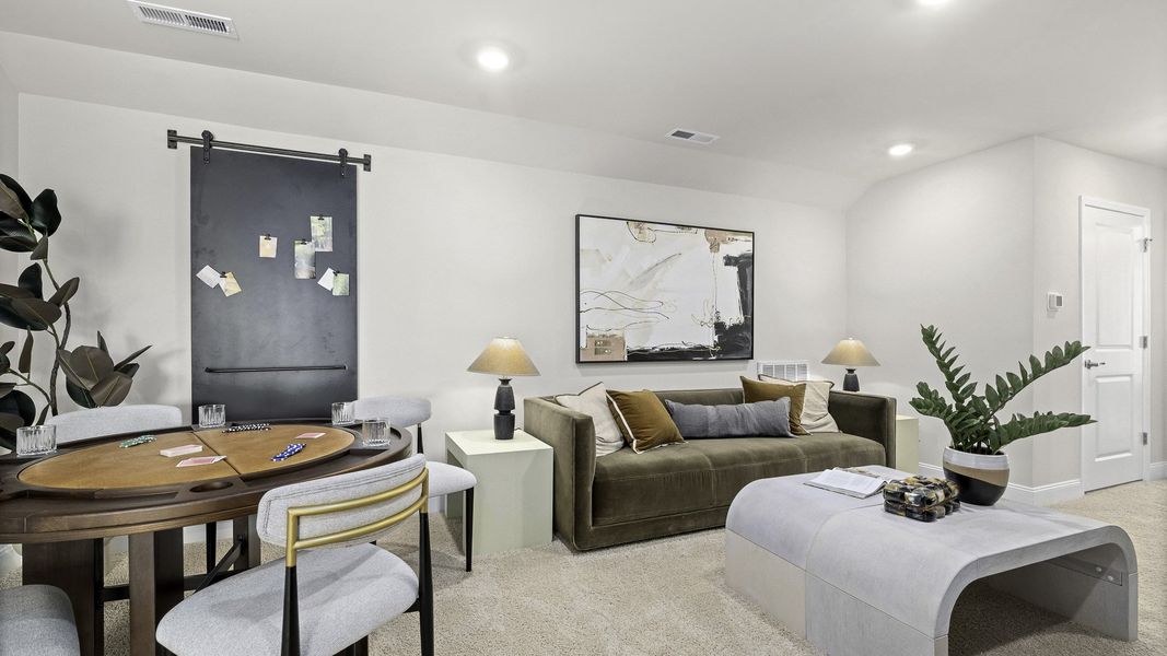 Furnished interior view inside a new home in The Villas at Kinsley, Jamestown (Image 14). Furnished interior view inside a new home in The Villas at Kinsley, Jamestown (Image 14).