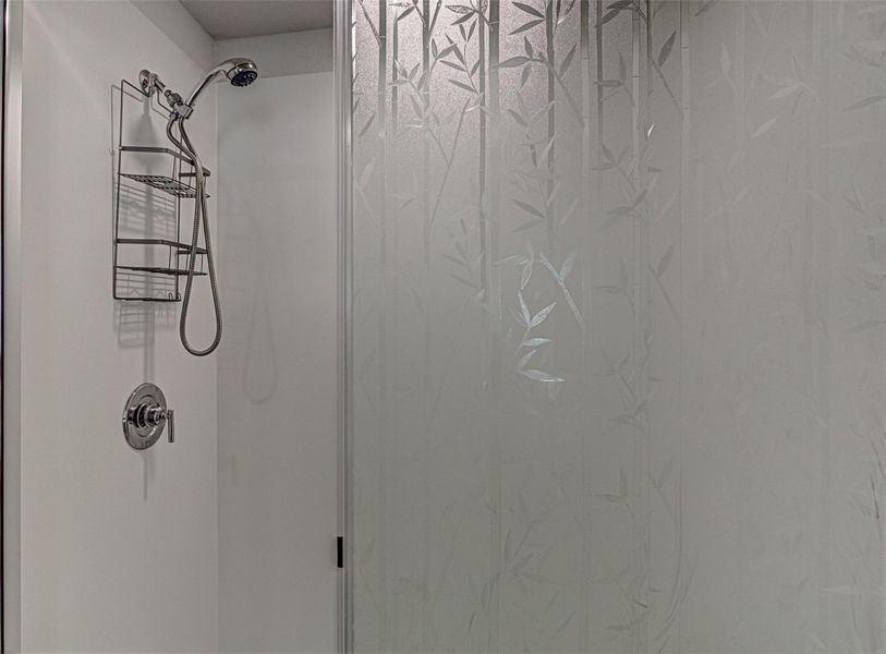 Bathroom view of a stall shower