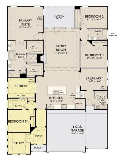 2D floor plan layout of this home in Westland Ranch, League City, TX (Image 4).