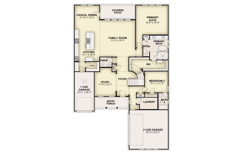 2D floor plan layout for the Louis 70 FT by Rockwell Homes in Nelson Lake Estates, Rockwall, TX (Image 3).