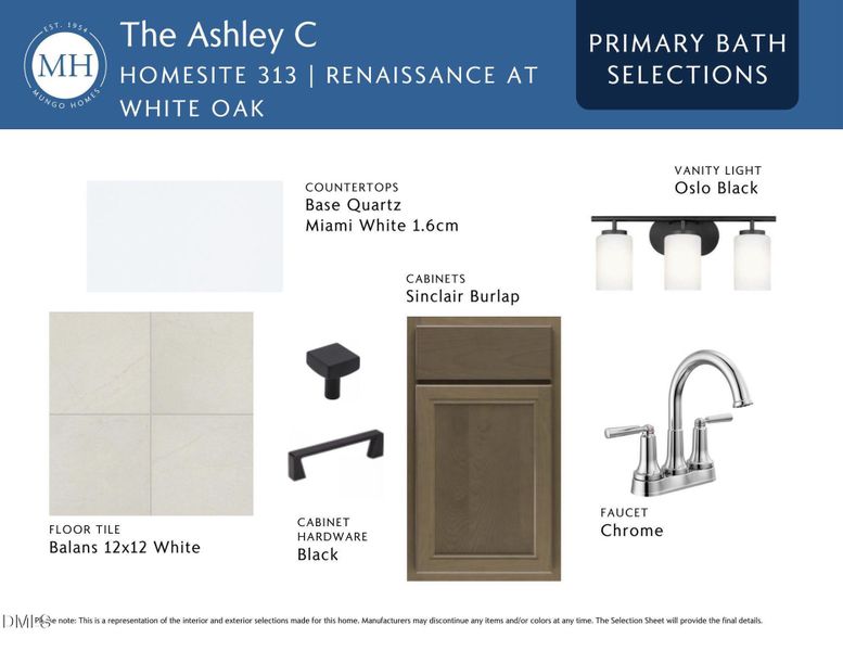 Primary Bath Selections Primary Bath Selections