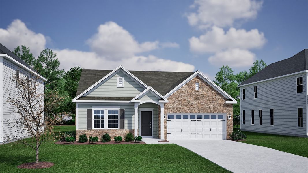 Representative exterior photo of a completed home built from the Bates II - Vanguard Collection by Mungo Homes in Scotts Hill Village, Wilmington, NC (Image 12).