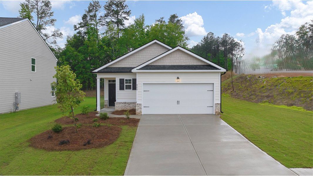 Front exterior of a new home in Captain's Corner, Grovetown, GA, highlighting curb appeal (Image 1). Front exterior of a new home in Captain's Corner, Grovetown, GA, highlighting curb appeal (Image 1).
