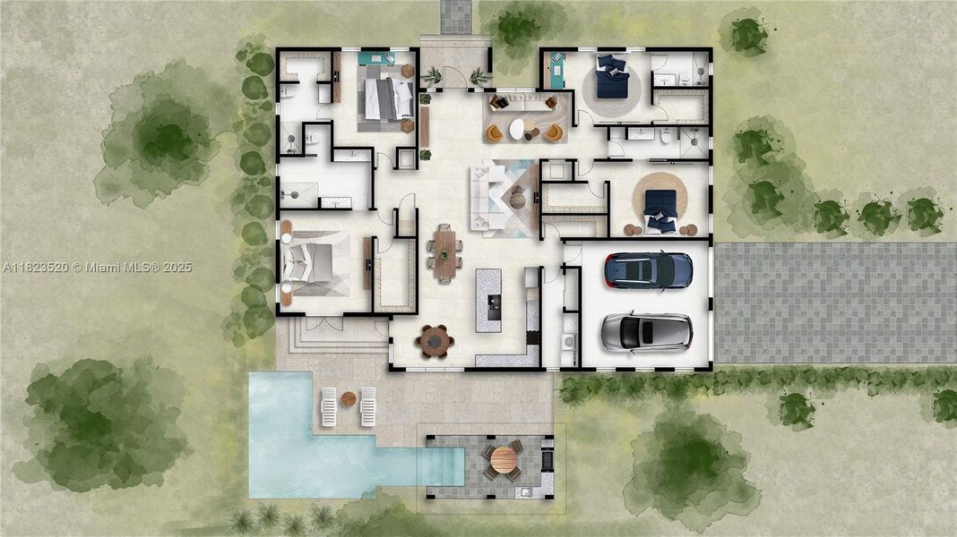 2D floor plan layout of this home in , Miami Springs, FL (Image 4).