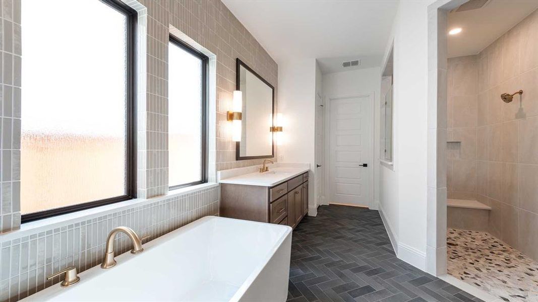 Furnished interior view inside a new home in Fields 60', Frisco (Image 12).