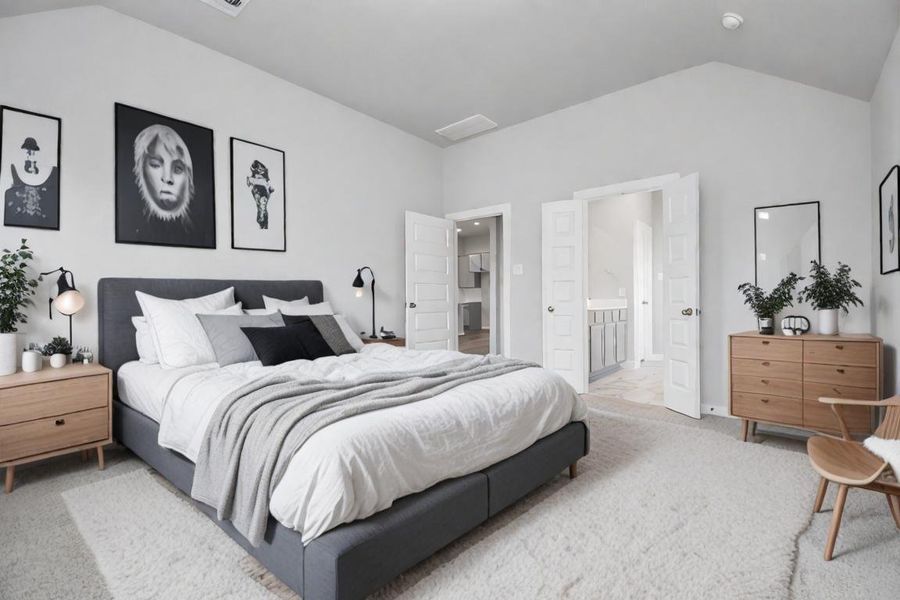 Escape and relax in the exquisite primary suite, a haven to unwind after a long day. Sample photo of completed home with similar floor plan. As-built interior colors and selections may vary. Escape and relax in the exquisite primary suite, a haven to unwind after a long day. Sample photo of completed home with similar floor plan. As-built interior colors and selections may vary.