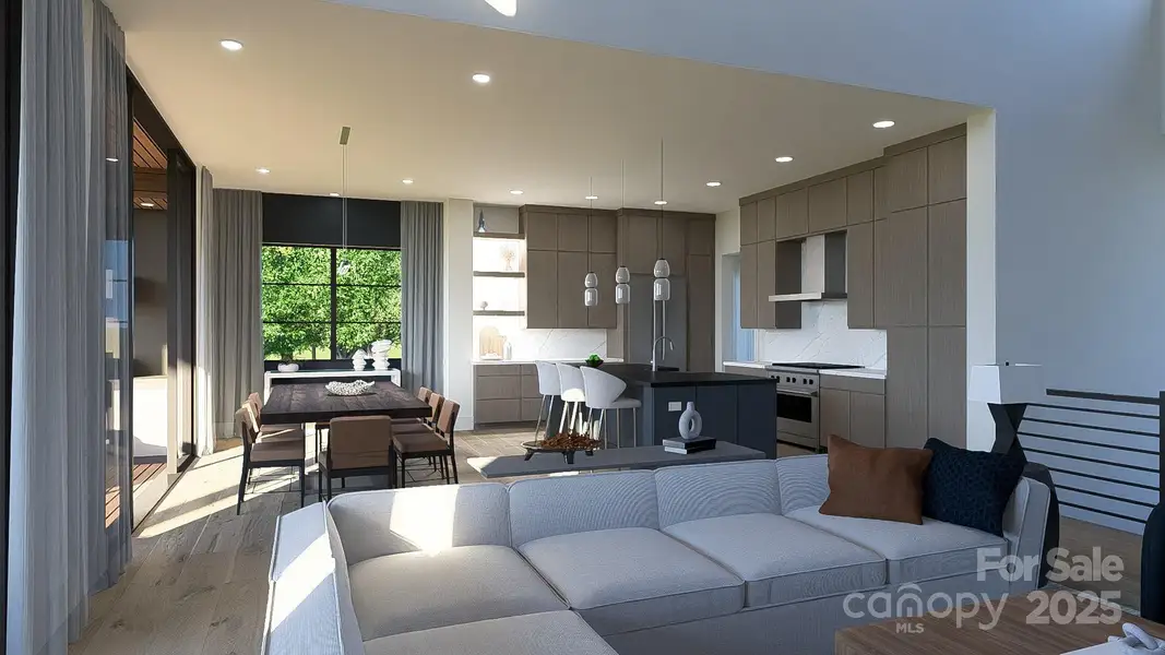 View of kitchen and dining area