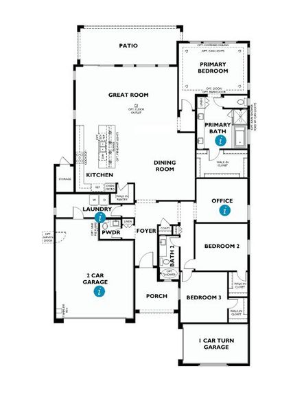 2D floor plan layout for the 5033 by Shea Homes in Skymark at Northpointe, Peoria, AZ (Image 3).