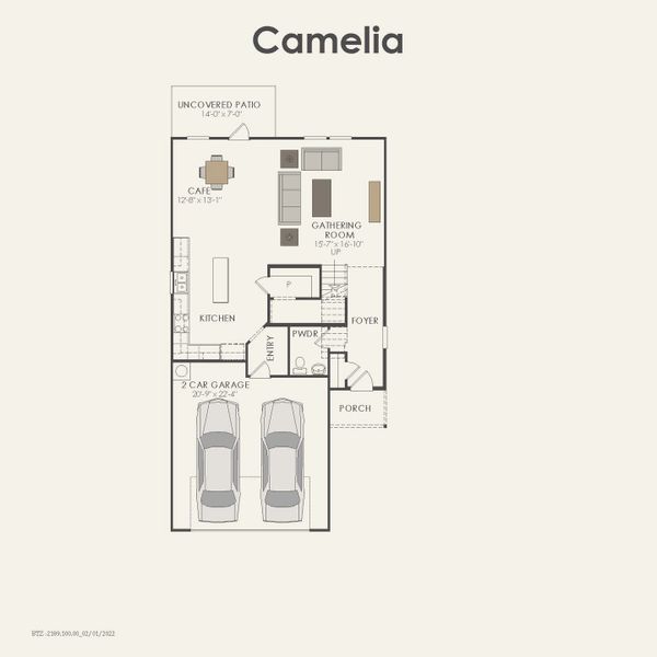 2D floor plan layout for the Camelia by Centex in Clearhaven, Princeton, TX (Image 4).
