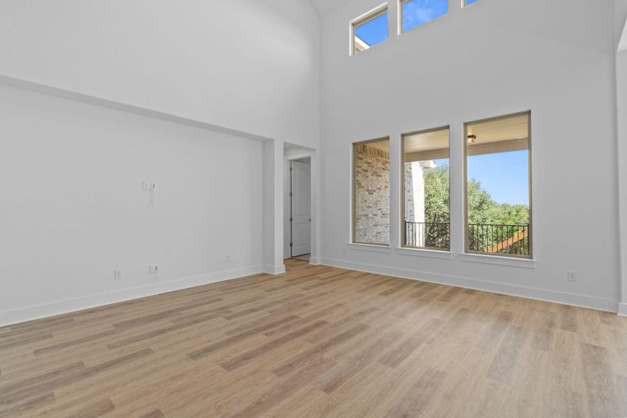 Family Room with soaring ceiling