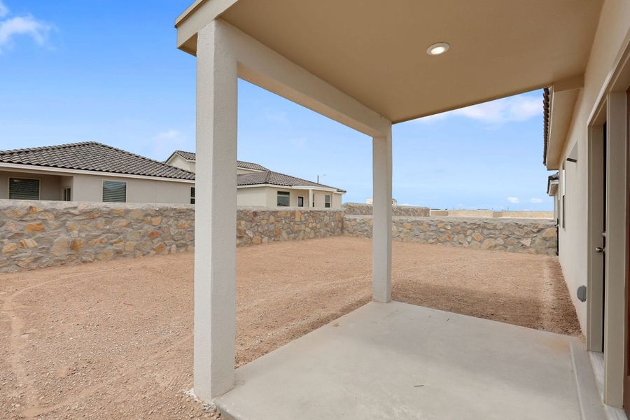 Representative exterior details of a home built from the Desert Willow by View Homes in Paseos Del Este, Horizon City (Image 3). Representative exterior details of a home built from the Desert Willow by View Homes in Paseos Del Este, Horizon City (Image 3).