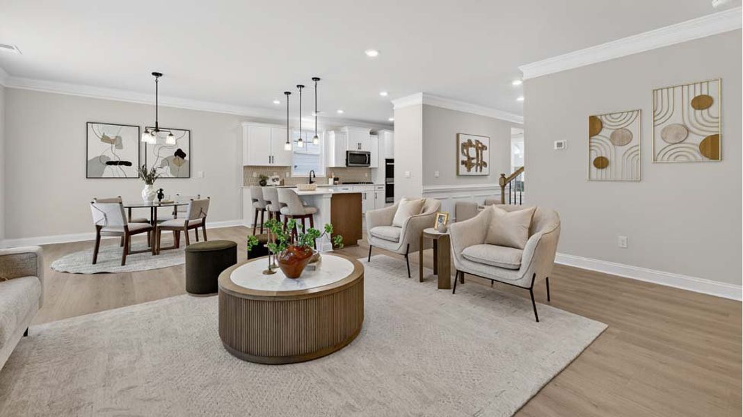 Furnished interior view inside a new home in Sanctuary at Southgate, Indian Trail (Image 15). Furnished interior view inside a new home in Sanctuary at Southgate, Indian Trail (Image 15).