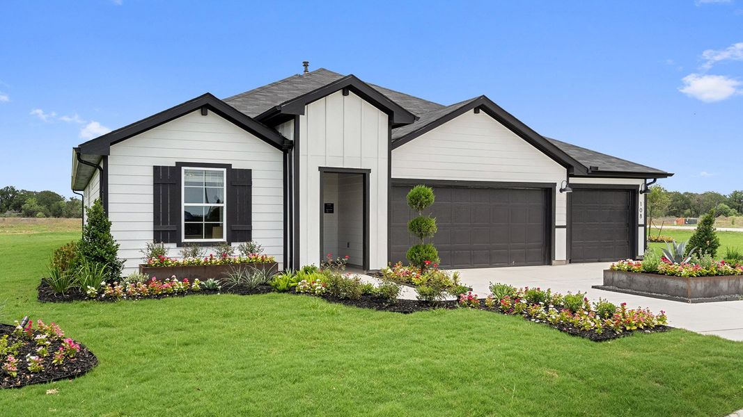 Representative exterior photo of a completed home built from the The Fairfield by D.R. Horton in Railhead, Cedar Creek, TX (Image 2).