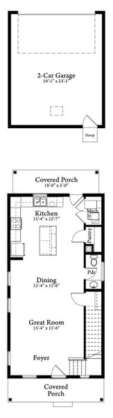 2D floor plan layout for the Caribou by Baessler Homes in Liberty Draw, Evans, CO (Image 3).
