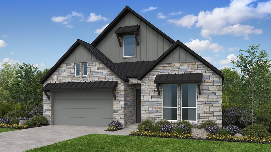 Representative exterior photo of a completed home built from the Dakota by Taylor Morrison in Blue Creek Trails, Richmond, TX (Image 3). Representative exterior photo of a completed home built from the Dakota by Taylor Morrison in Blue Creek Trails, Richmond, TX (Image 3).