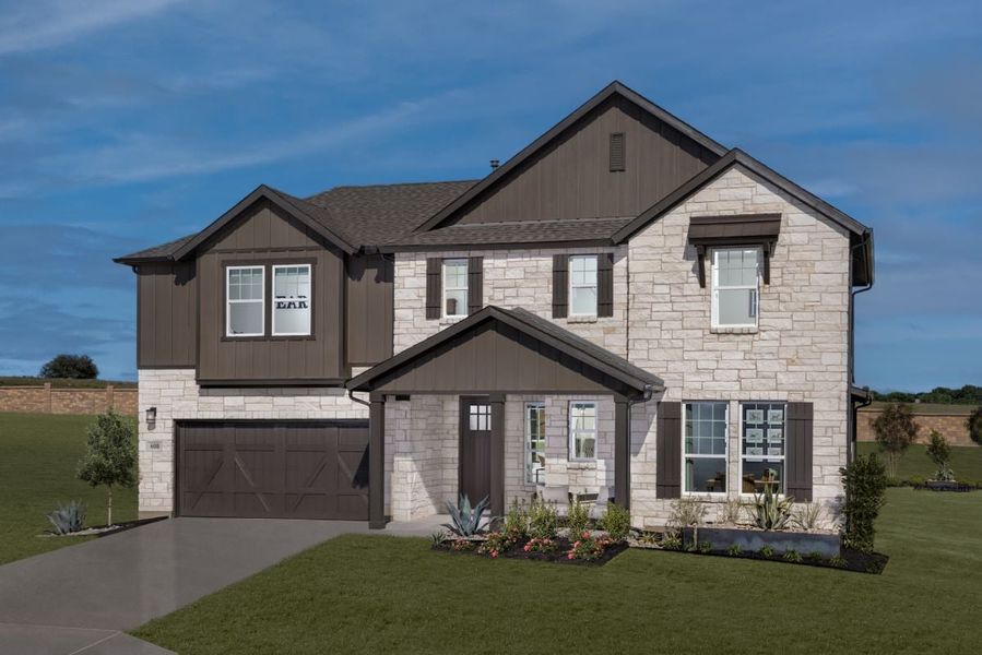 Representative exterior photo of a completed home built from the Plan 3147 Modeled by KB Home in Sierra Vista at Kelly Ranch, Aledo, TX (Image 10).