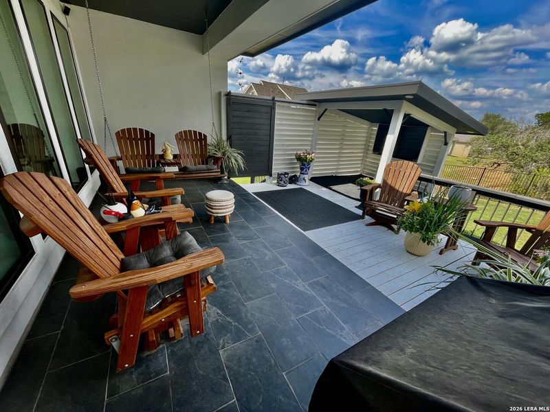 Exterior details and patio area of a home in Vista Alta Del Veramendi, New Braunfels (Image 25). Exterior details and patio area of a home in Vista Alta Del Veramendi, New Braunfels (Image 25).