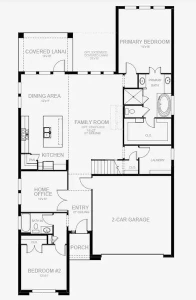 2D floor plan layout for the 2713F by Perry Homes in Mandarin Grove, Palmetto, FL (Image 3).