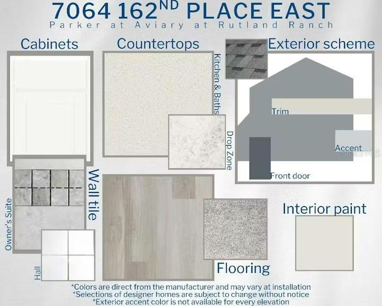Sample of building materials used in homes in Aviary at Rutland Ranch, Parrish (Image 3).