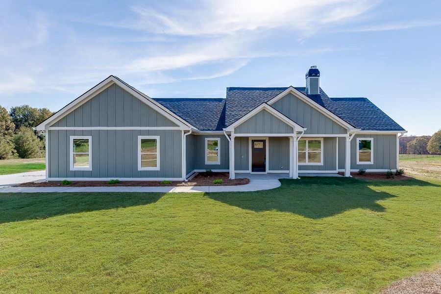 Front exterior of a new home in , Hartwell, GA, highlighting curb appeal (Image 1).