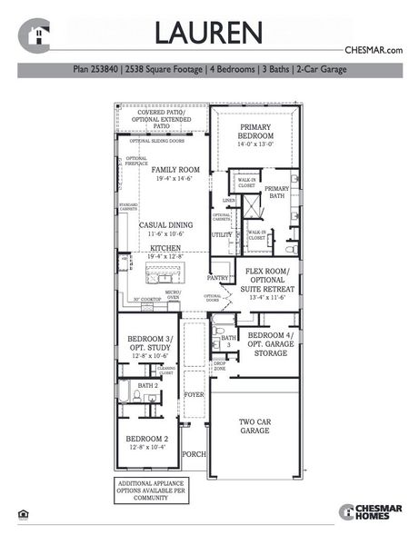 2D floor plan layout for the Lauren 50′ Lot by Chesmar Homes in Beacon Point, Texas City, TX (Image 3). 2D floor plan layout for the Lauren 50′ Lot by Chesmar Homes in Beacon Point, Texas City, TX (Image 3).