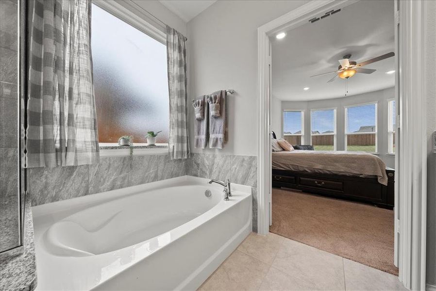 Primary Bathroom with separate tub.