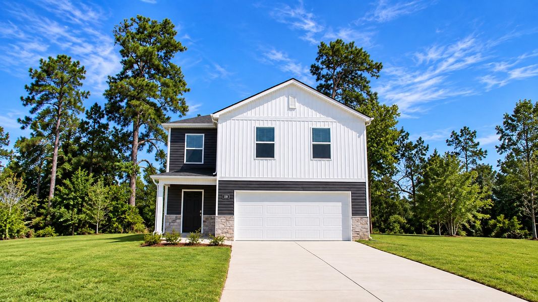 Front exterior of a new home in Evergreen Landing, Rossville, GA, highlighting curb appeal (Image 2). Front exterior of a new home in Evergreen Landing, Rossville, GA, highlighting curb appeal (Image 2).