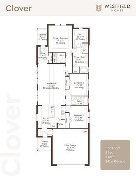 2D floor plan layout for the Clover by Westfield Homes in Meraki, Forney, TX (Image 3). 2D floor plan layout for the Clover by Westfield Homes in Meraki, Forney, TX (Image 3).