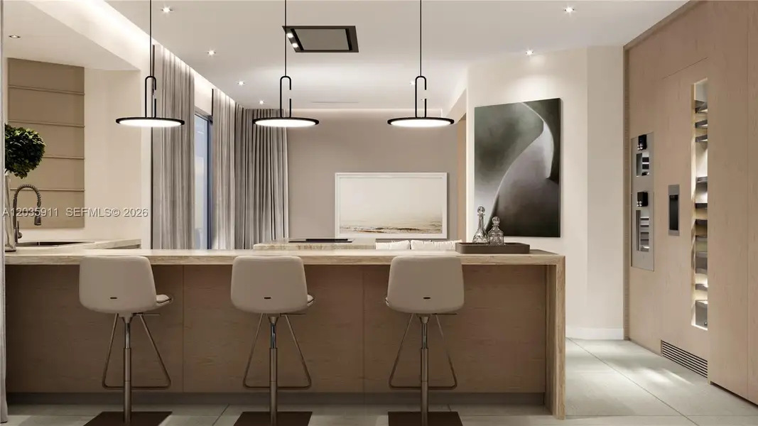 Furnished interior view inside a new home in , Sunny Isles Beach (Image 3). Furnished interior view inside a new home in , Sunny Isles Beach (Image 3).