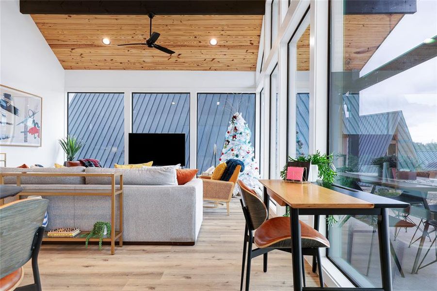 A dedicated workspace area for the remote worker includes a picturesque view of the outdoors.