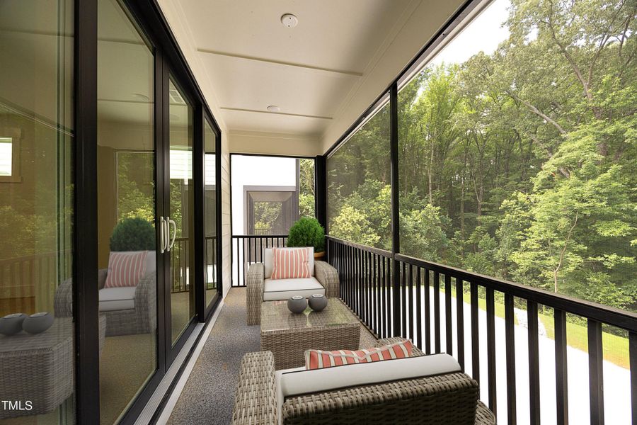 Staged screened porch