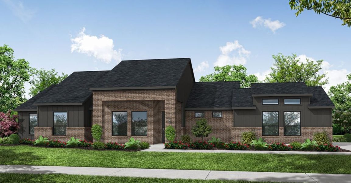 Front exterior of a new home in Carrera Ranch, Waxahachie, TX, highlighting curb appeal (Image 29).