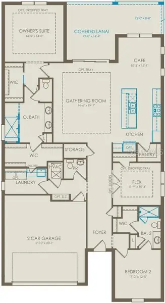 2D floor plan layout of this home in Del Webb Sunbridge, St. Cloud, FL (Image 2). 2D floor plan layout of this home in Del Webb Sunbridge, St. Cloud, FL (Image 2).