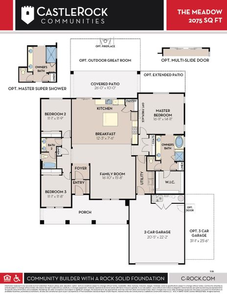 2D floor plan layout for the The Meadow by CastleRock Communities in Heritage Pointe, Chino Valley, AZ (Image 3). 2D floor plan layout for the The Meadow by CastleRock Communities in Heritage Pointe, Chino Valley, AZ (Image 3).