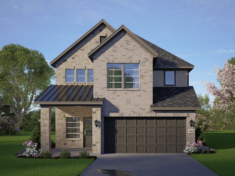 Front exterior of a new home in Emory Glen, Magnolia, TX, highlighting curb appeal (Image 2).