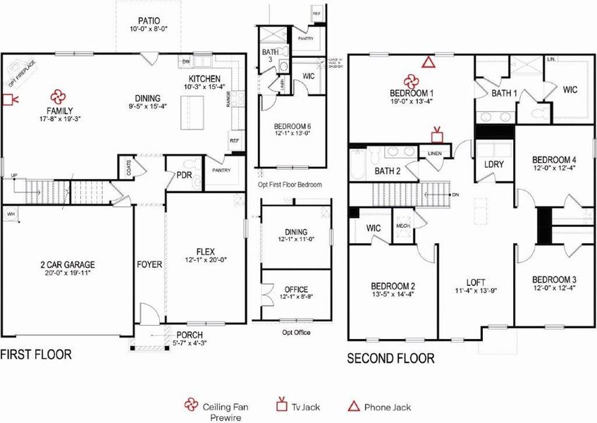 2D floor plan layout for the Hanover by D.R. Horton in Fairview Hills, Cleveland, TN (Image 3).