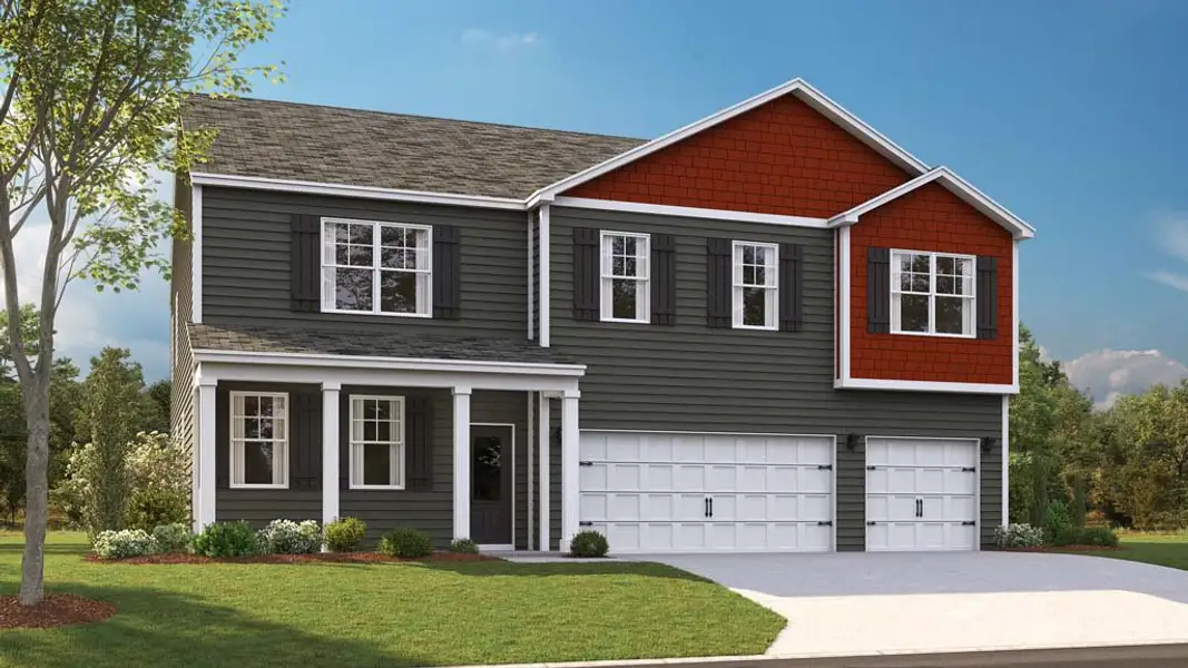 Front exterior of a new home in Harbor Crest, Ooltewah, TN, highlighting curb appeal (Image 1). Front exterior of a new home in Harbor Crest, Ooltewah, TN, highlighting curb appeal (Image 1).