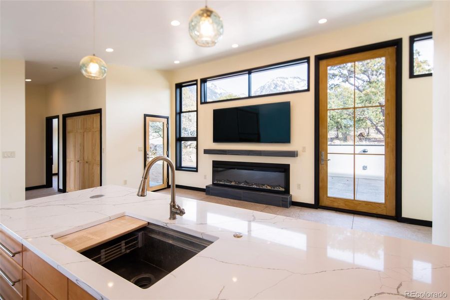 light filled kitchen with exceptional views