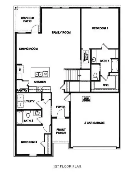 2D floor plan layout for the Midland by D.R. Horton in Audra Oaks, Denton, TX (Image 3).