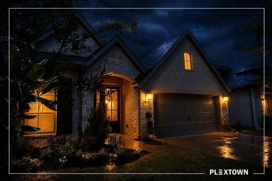 Front exterior of a new home in StoneCreek Estates, Richmond, TX, highlighting curb appeal (Image 26). Front exterior of a new home in StoneCreek Estates, Richmond, TX, highlighting curb appeal (Image 26).