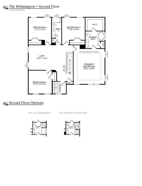 2D floor plan layout for the Wilmington by Eastwood Homes in The Grove at Bratton Park, York, SC (Image 4).