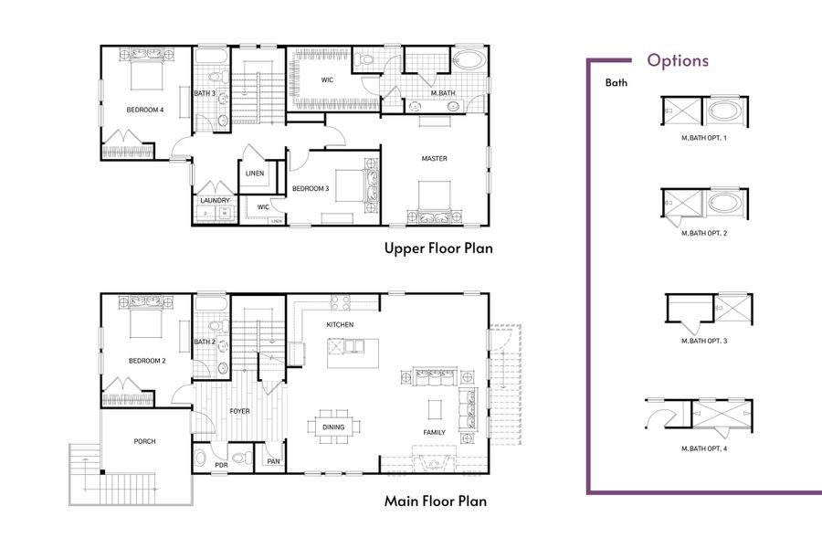 2D floor plan layout for the Capri by Hunter Quinn Homes in Dorchester County Homes, North Charleston, SC (Image 5).