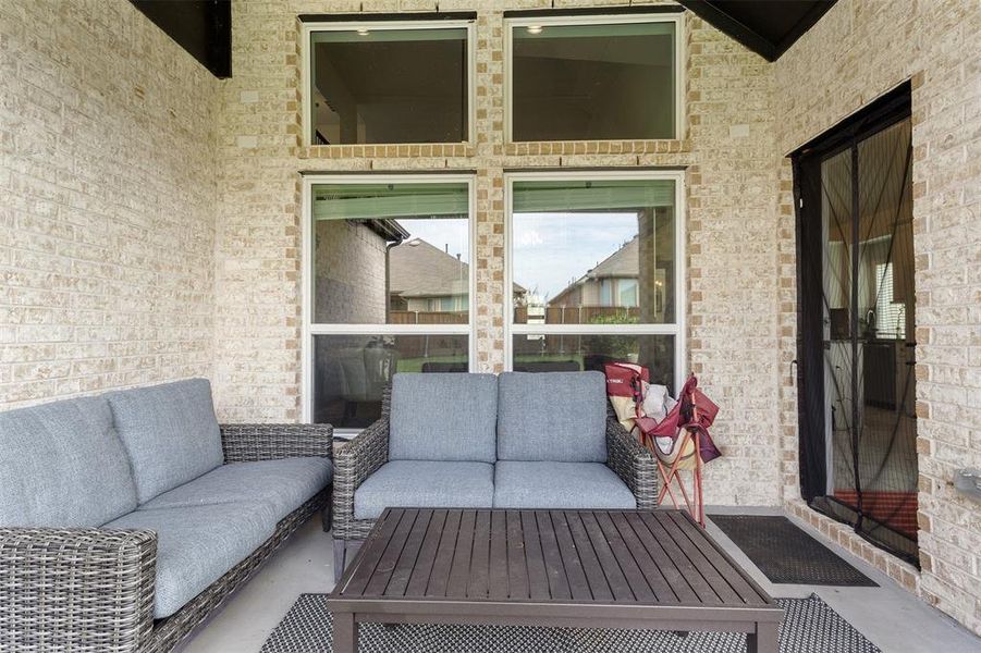 View of patio with outdoor lounge area