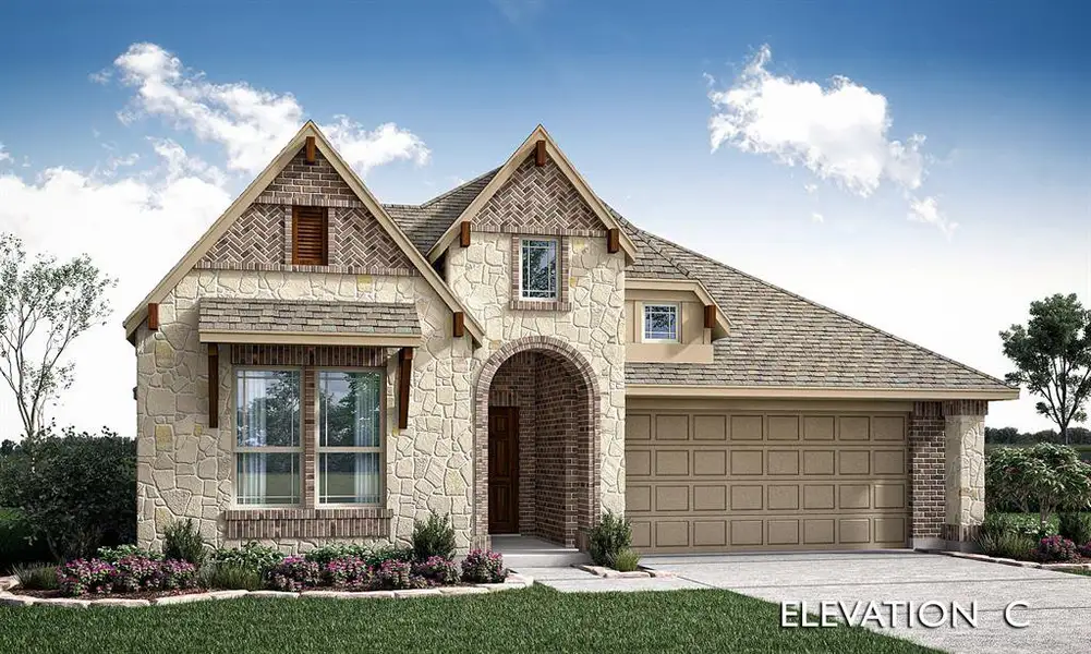 Front exterior of a new home in Westside Preserve, Midlothian, TX, highlighting curb appeal (Image 1). Front exterior of a new home in Westside Preserve, Midlothian, TX, highlighting curb appeal (Image 1).