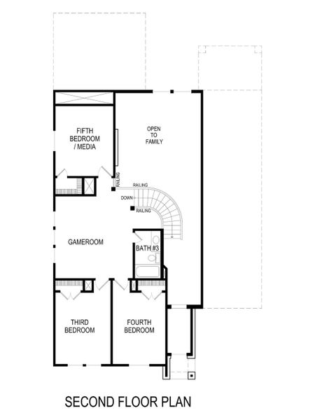 2D floor plan layout for the Caroline F by First Texas Homes in Bear Creek, Cedar Hill, TX (Image 5).