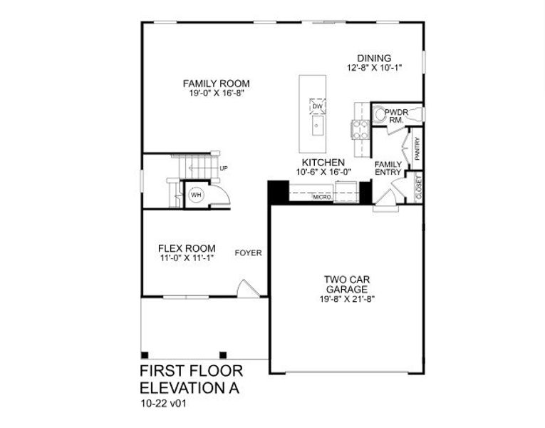 2D floor plan layout for the Columbia by Ryan Homes in Cainhoy Preserve, Huger, SC (Image 2).