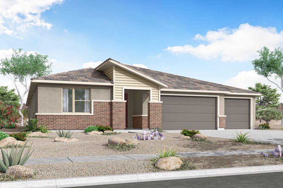 Representative exterior photo of a completed home built from the Crimson by Mattamy Homes in Las Ventanas, Goodyear, AZ (Image 2). Representative exterior photo of a completed home built from the Crimson by Mattamy Homes in Las Ventanas, Goodyear, AZ (Image 2).